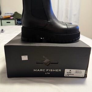Marc Fisher Black Lug-Soled Chelsea Boots